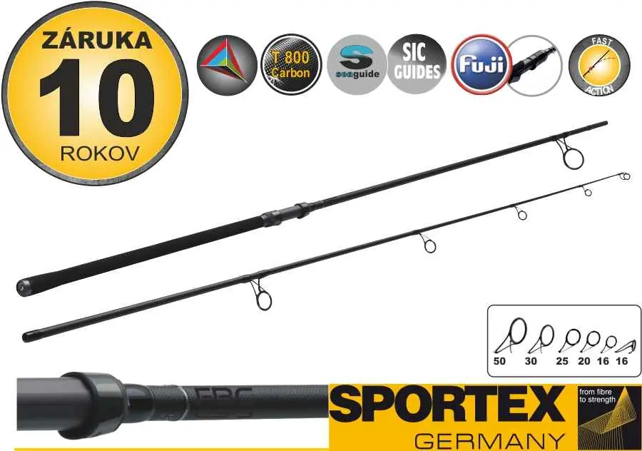 Autentický SPORTEX Kaprový prut FBC CS-3 Carp 2-díl 366cm / 3,00lbs