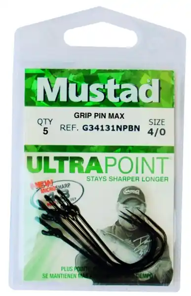 Sleva G34131NPBN2/0DSGrip5ksMustad veľ. 4/0, barva black nickel