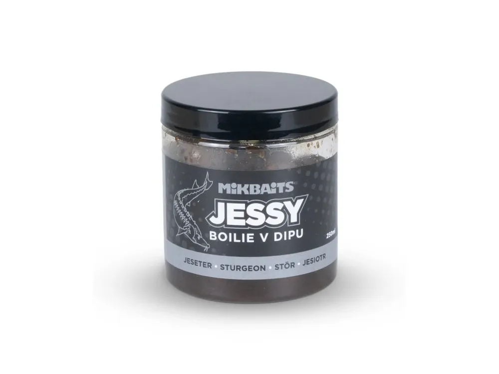 Jessy jeseter řada - Jessy 20mm boilie v dipu 250ml Autentický