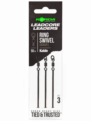 Korda návazce Kable Leadcore Leader Ring Swivel 50cm Gravel Finální Výprodej